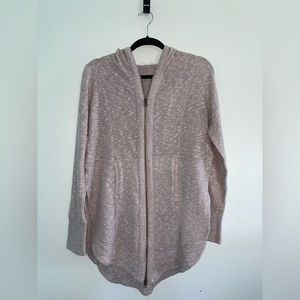 Urban Outfitters Soft Tan/Beige Dropped Scoop Waist Zippered Cardigan